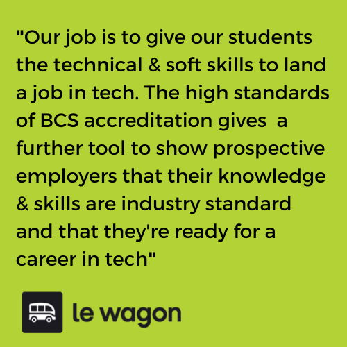 Le Wagon are BCS Tech10 Accredited